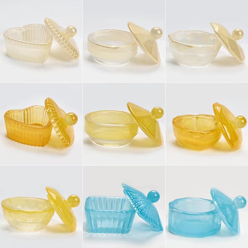 Uña ámbar champán cubierta de cinta de vidrio cristal taza de cristal líquido joyería de forma especial taza de lavado de lápiz especial para manicuras