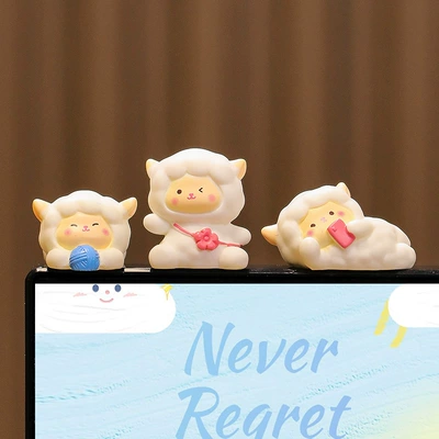 Car Ornaments, Computer Monitor, Trendy and Cute Lamb Car Interior Decorations, Decompression Car Interior Decorations (Car ornaments) - lamb-three-pack-type-a-free-double-sided-tape