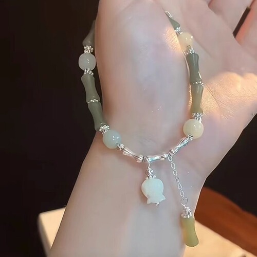 2024 New Bamboo Leaves Send Acacia New Chinese Style Bamboo Bracelet Chain Hanfu Accessories Bracelet Versatile Bracelet Niche