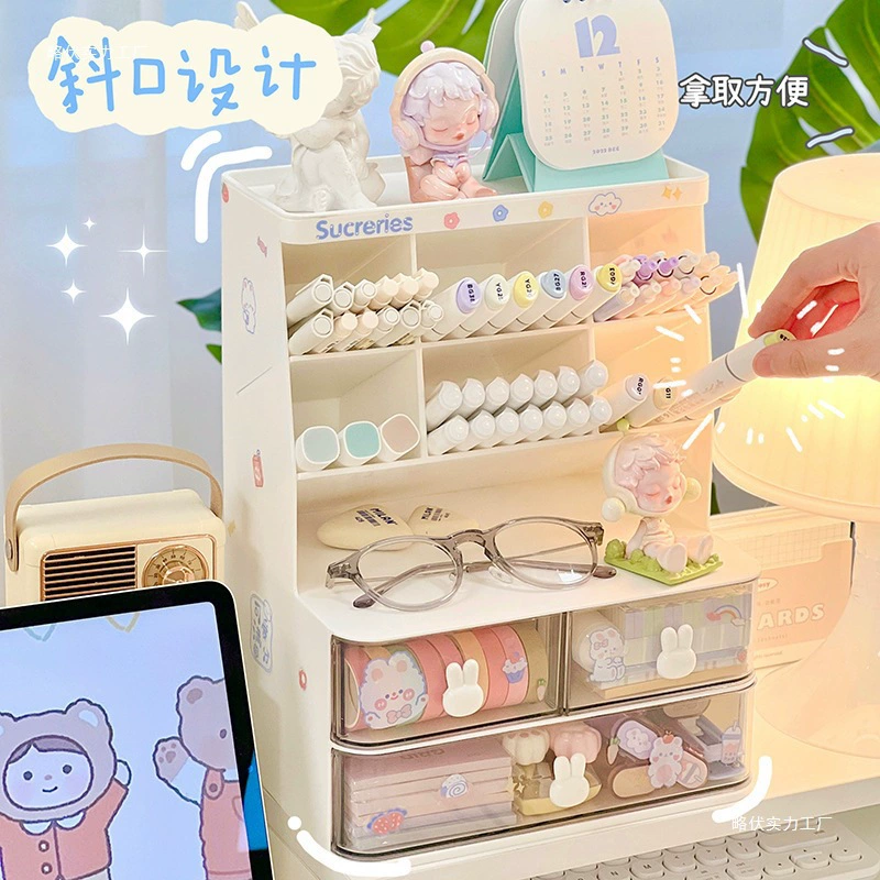 Держатель для ручек для учебного стола, детский ящик для хранения, милая коробка для хранения, держатель для ручек, многофункциональные канцелярские принадлежности, настольный студенческий стол