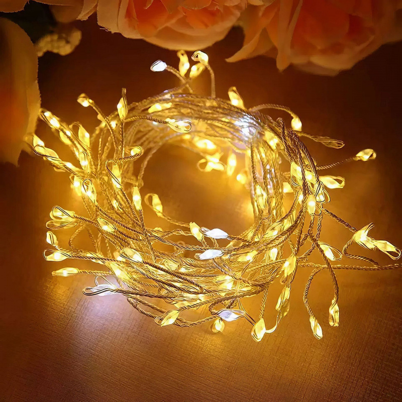 Nuevo árbol de Navidad transfronterizo lámpara de petardos luz de atmósfera de vacaciones led cadena de lámpara de alambre de cobre llena de estrellas de ciempiés pie de lámpara decorativa