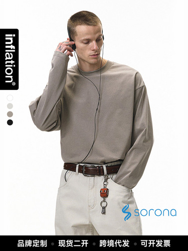 Jiezhan Men's Wear| Sorona elastic long-sleeved T-shirt, 26 spring and summer new American street 260G heavy bottoming shirt, men