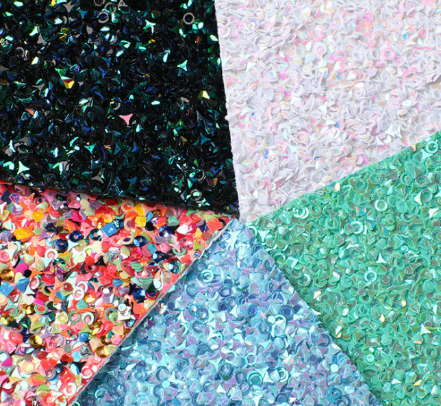 1.8mm碎珠片闪光格利特粗斜纹底皮革 服饰手袋化妆包鞋材发饰皮料