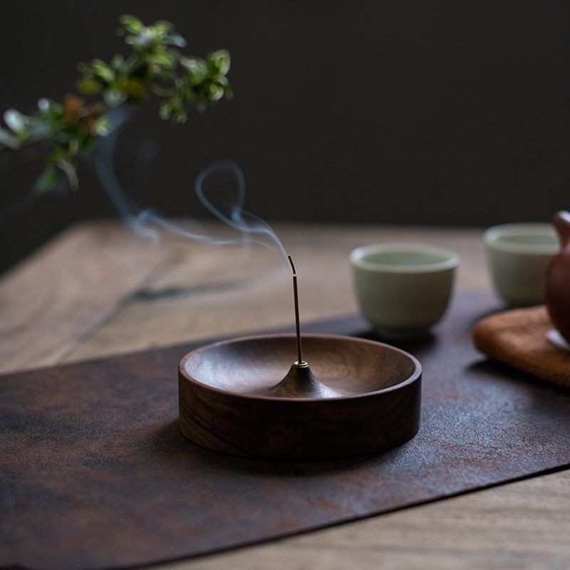 现货黑胡桃香插座 实木线香底座 家用乌檀木香炉茶道插香底座|undefined