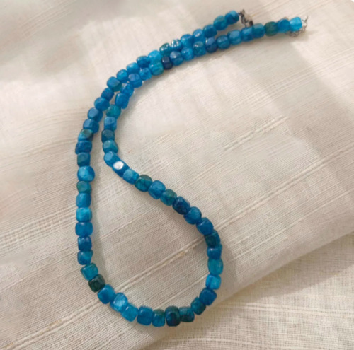 Simple and Elegant Retro Chinese Style Necklace for Women, Featuring a 2mm Lapis Lazuli Lockchain, Layered with Xiaomi Pearls and Diamond Football Design