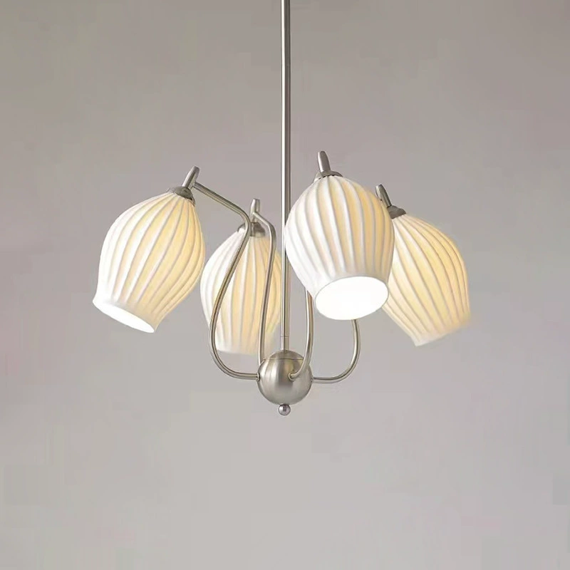 Современная керамическая люстра, светильник для гостиной LED, французско-американская световая роскошь, 4/6/8-головки