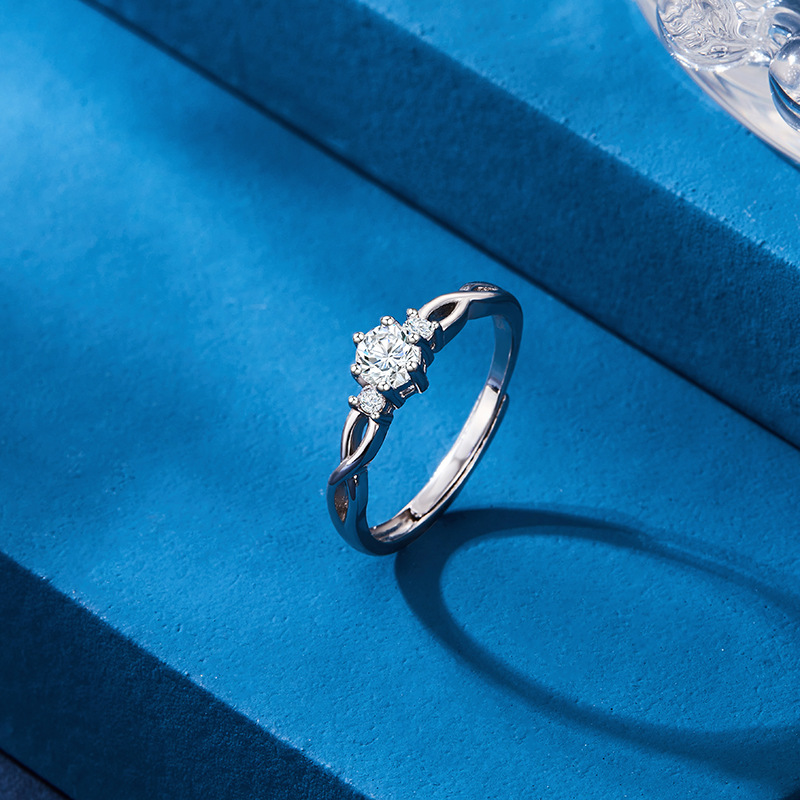 Par de anillo de plata esterlina par de anillo de hombres y mujeres Luz de lujo nicho diseño de alto grado letras abiertas regalo de cumpleaños