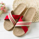 Four Seasons Linen Slippers Home Use Men's and Women's Couple's Home Wooden Floor Thick Bottom Non-Slip Indoor Slippers for Women in Summer