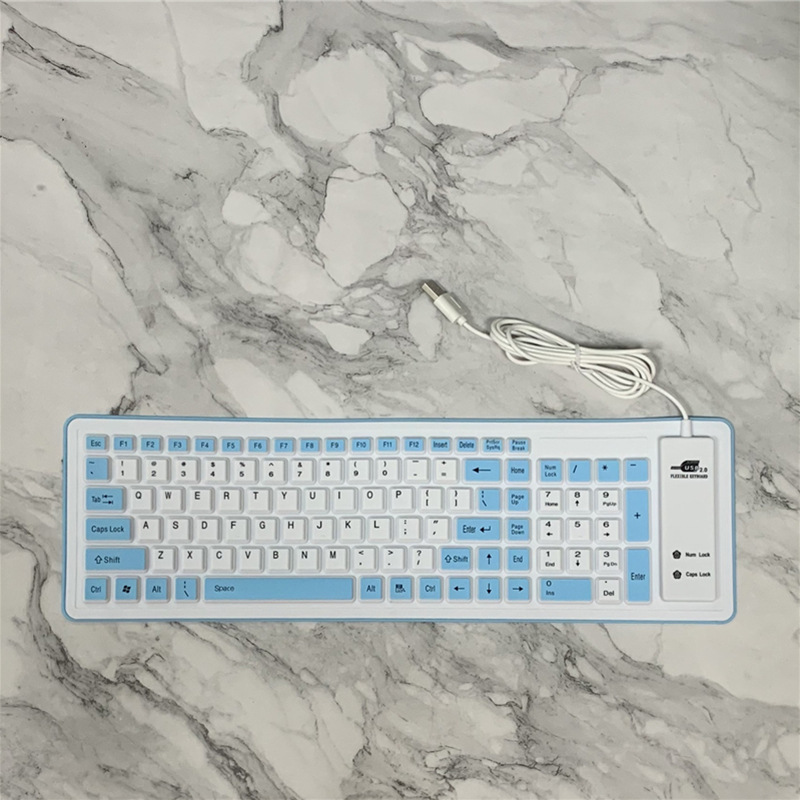 103 キーシリコン防水サイレントソフトキーボードポータブル USB 有線デスクトップノートブックカーリーカラーキーボード|undefined