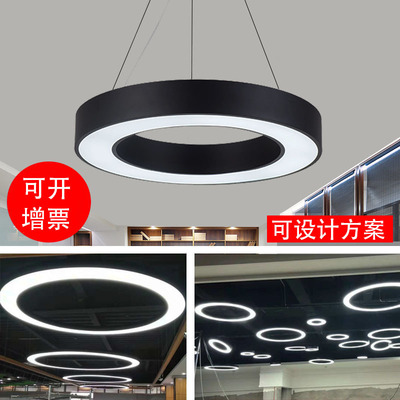 led空心圆吊灯健身房餐厅走廊前台展厅工业风圆环圆形工程灯具