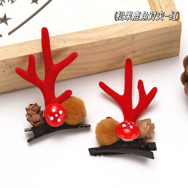 クリスマスのシミュレーションヘラジカの角のヘアピンはネットの赤いかわいい髪のカチューシャの祝日の子供の鈴のカチューシャを挟みます。|undefined