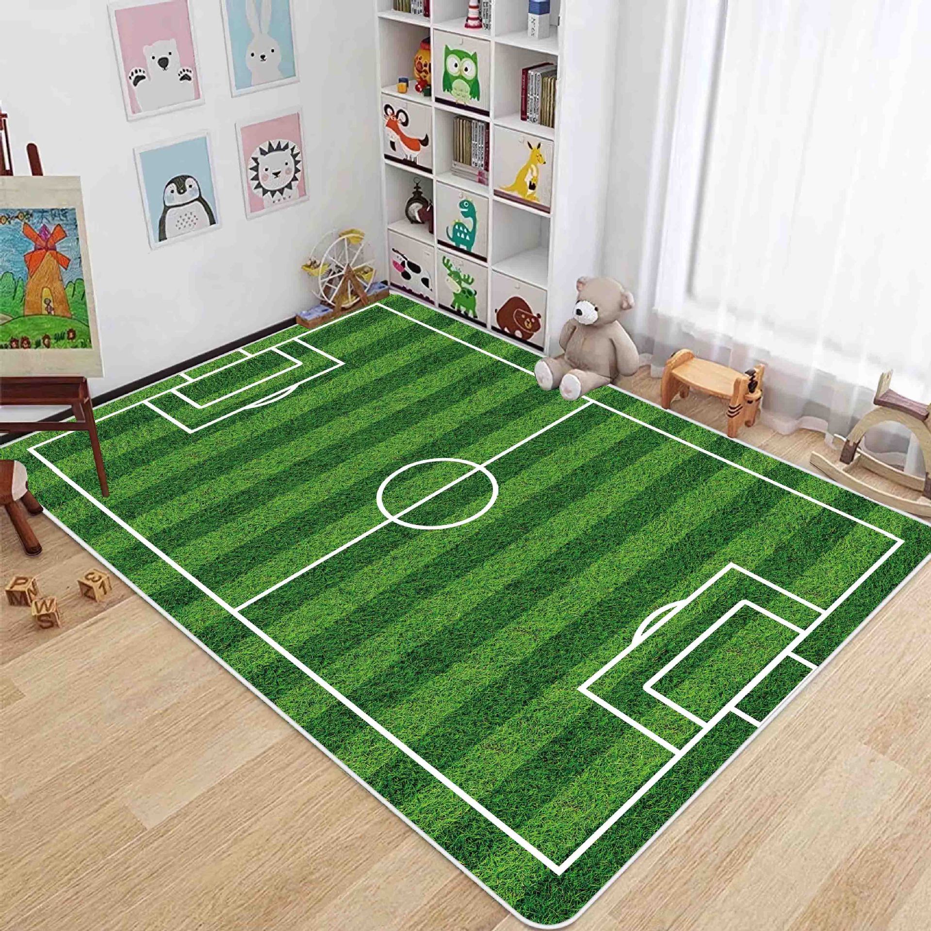 Alfombrilla de entrenamiento de fútbol interior verde simple para el hogar, resistente a la suciedad y fácil de cuidar, alfombrilla de terciopelo de cristal antideslizante, alfombrilla resistente al desgaste