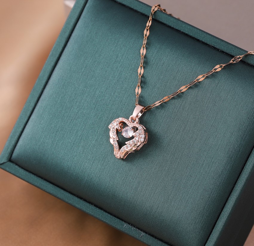 Sweet Heart Shape Titanium Steel Inlay Zircon Pendant Necklace 1 Piece display picture 3