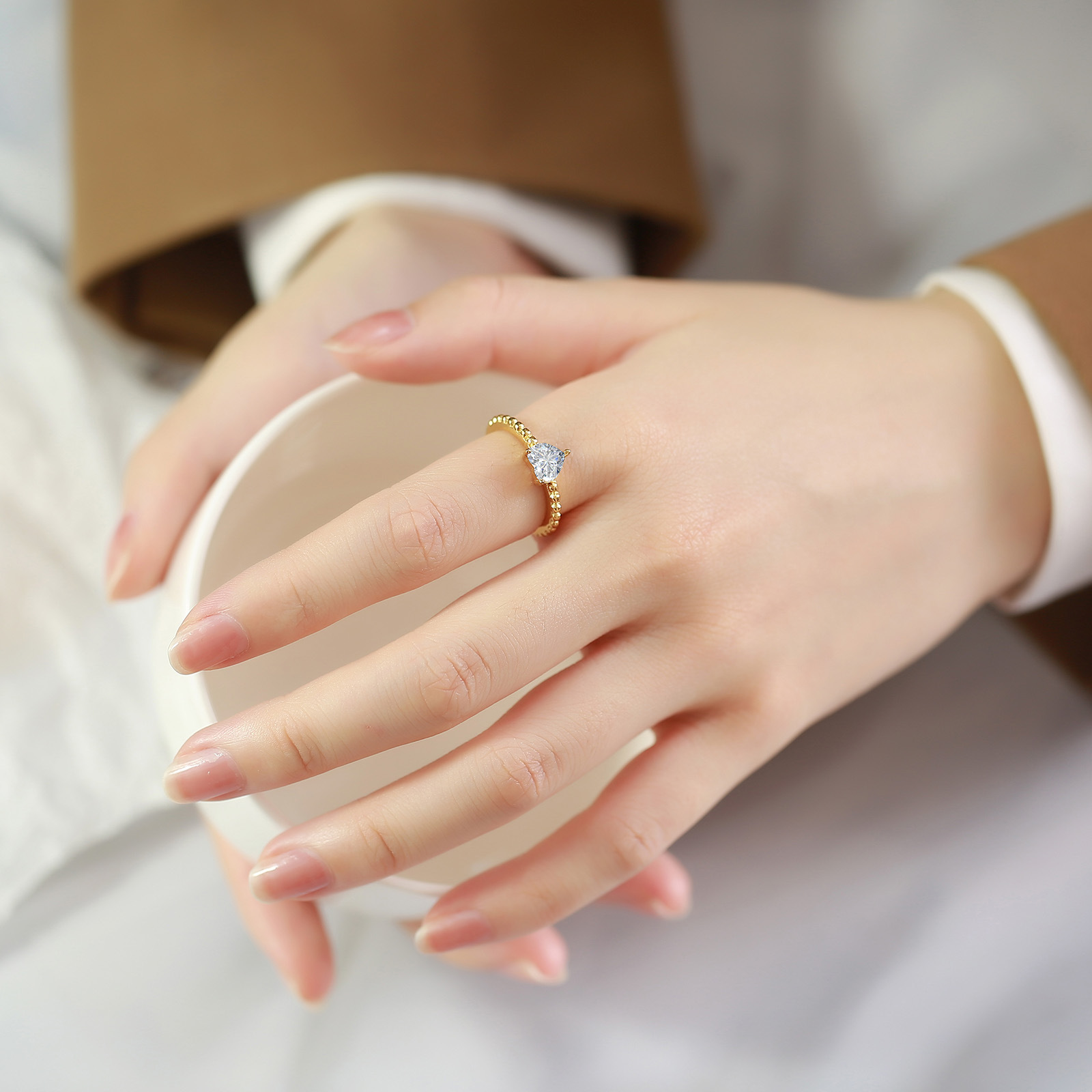 Simple Style Heart Shape Stainless Steel Rings Inlay Zircon Stainless Steel Rings display picture 6