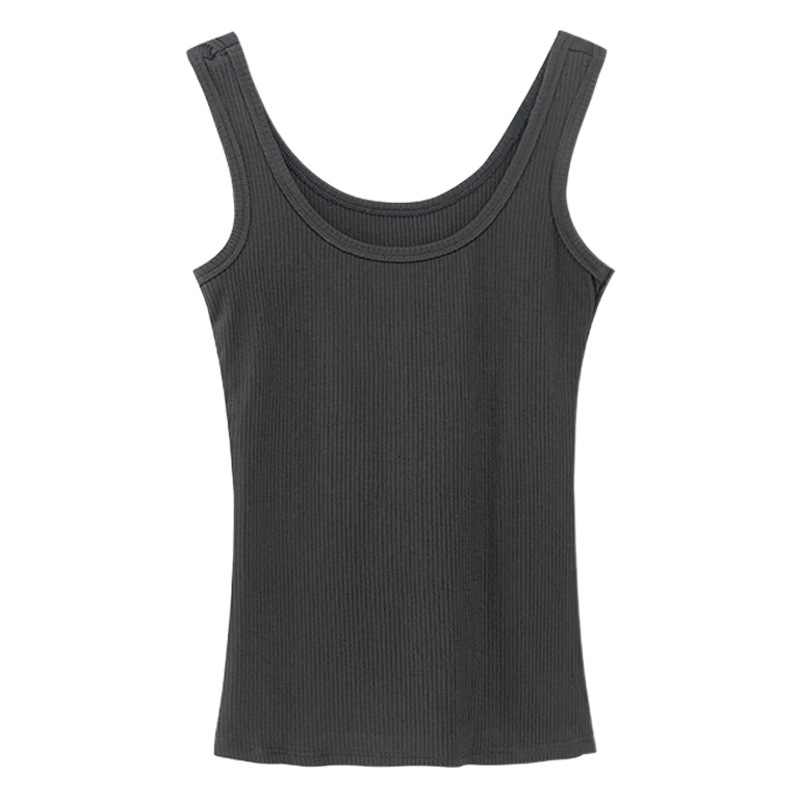 Alta elástico de algodón U-cuello apretado sexy deportes bottoming Chaleco de verano de las mujeres ropa exterior chica caliente delgado sin mangas camisola top image 1