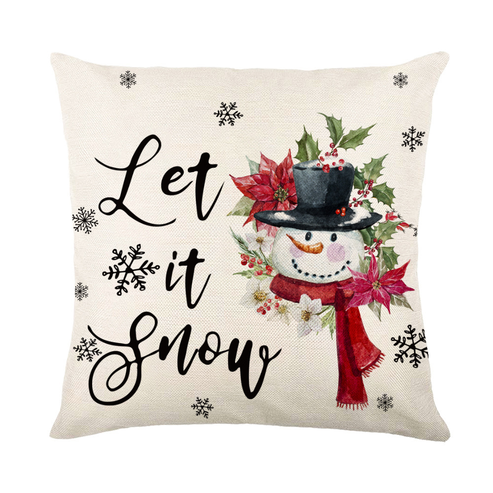 Christmas Decorations Pillow Covers Sofa Square Throw Pillow Cases Stamping Snow - Picture 11 of 40