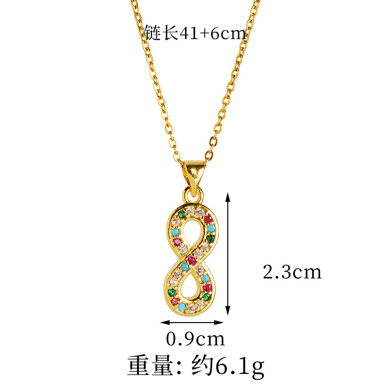 Vietnam Shajin estilo europeo y americano ligero lujo hueco número 8 collar tendencia aretes de todo fósforo moda joyería de larga duración que no se desvanece