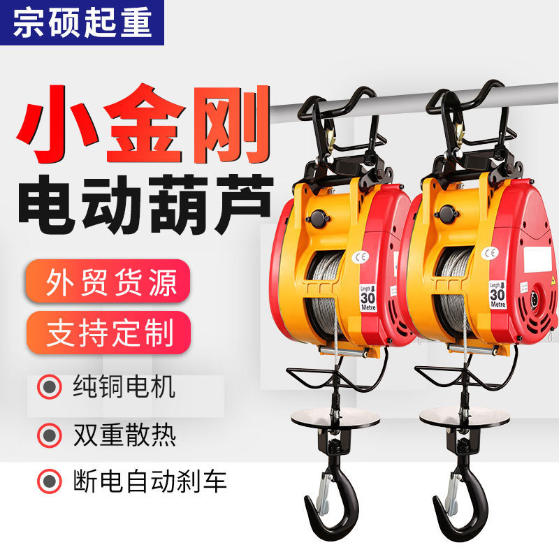 小金刚提升机微型220v电动葫芦家用升降机悬挂式钢丝绳起重小吊机