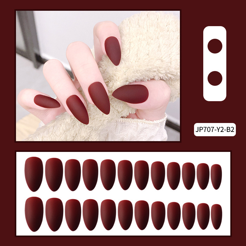 Uñas de uñas de color sólido, uñas largas puntiagudas, uñas de uñas mate mate, parches de uñas falsas, productos terminados al por mayor image 8