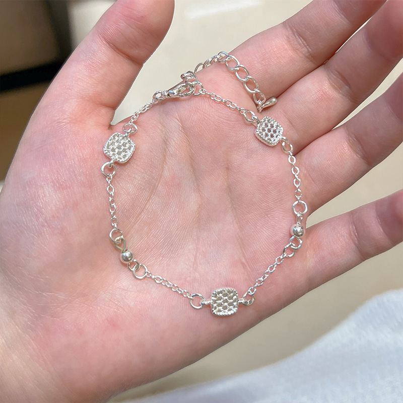 s925纯银韩版手链女高级感简约个性百搭情侣手饰小众设计甜美时尚|undefined