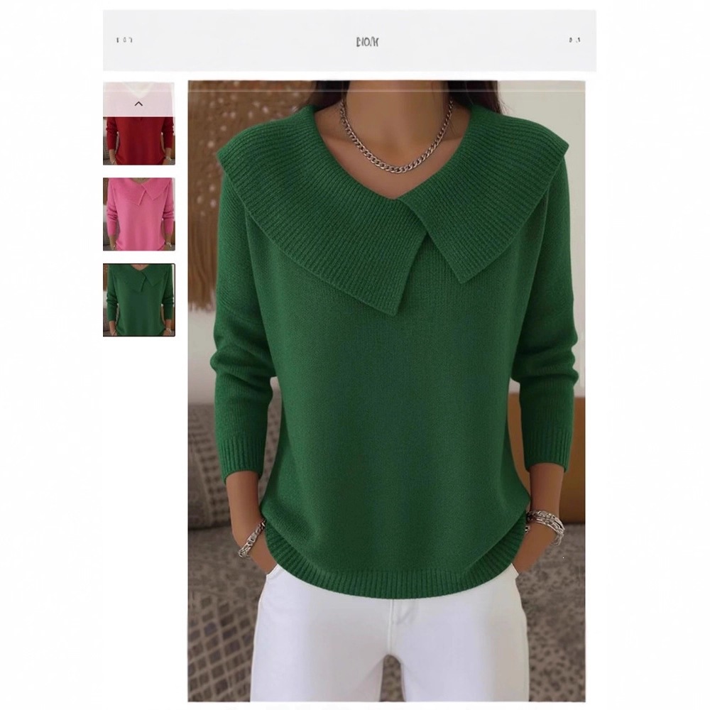 Women's Clothing Fashion Retro Slimming Collar Sweater For Women Style Versatile Knitwear Elegant Look For Formal & Casual For Women_ecoleips.com