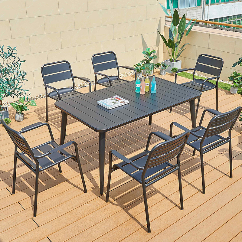 Mesas y sillas para exteriores, combinación de mesa de centro sencilla para ocio al aire libre, mesas y sillas de aleación de aluminio impermeables y resistentes al sol para jardín y patio al aire libre