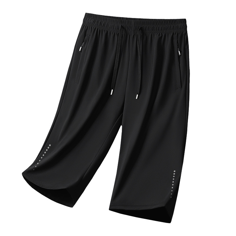 Men's Summer Ice Silk Thin Casual Pants Loose Straight Versatile Over-The-Knee Sports Shorts Direct from Manufacturer