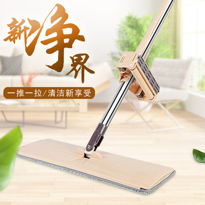 免手洗懒人平板拖把家用干湿两用拖布旋转一拖净吸水刮水拖把代发