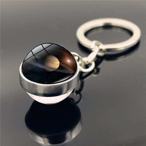 Solar system planet planet key chain pendant Galaxy nebula time gem metal key ring key chain pendant