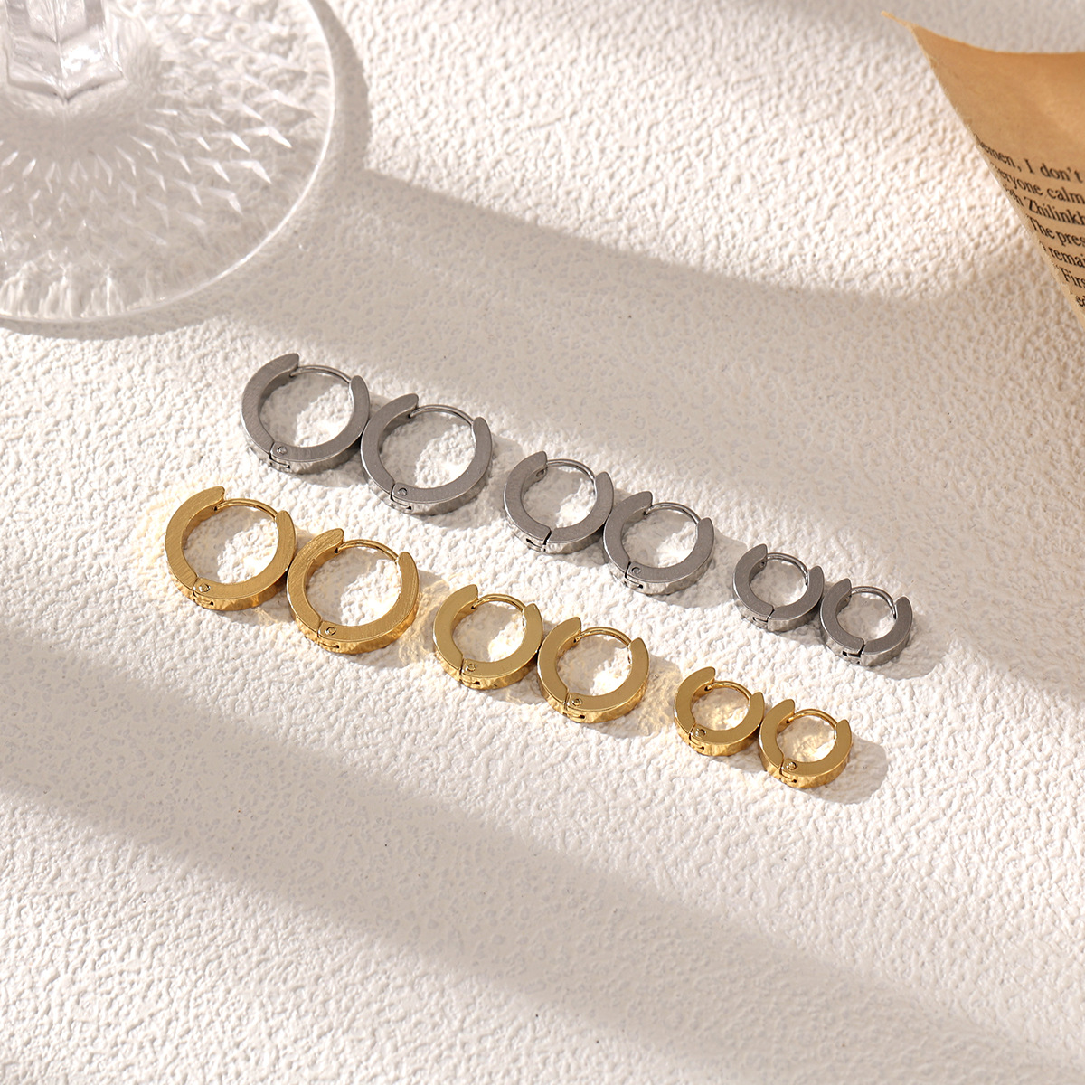 TENA Europa y los Estados Unidos venta caliente aretes redondos de acero inoxidable ligero lujo de alto nivel anillo sensorial geometría joyería pendiente transfronteriza