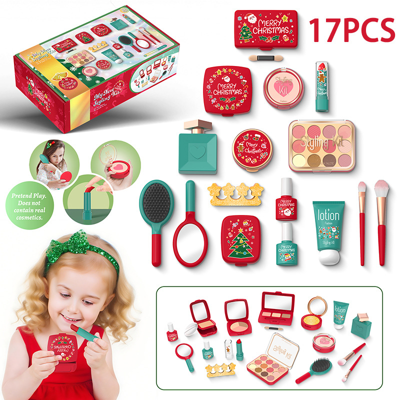 Navidad infantil imitación de sombras de ojos maquillaje juguetes de maquillaje para niñas en el hogar no borrable princesa maquillaje cubierta