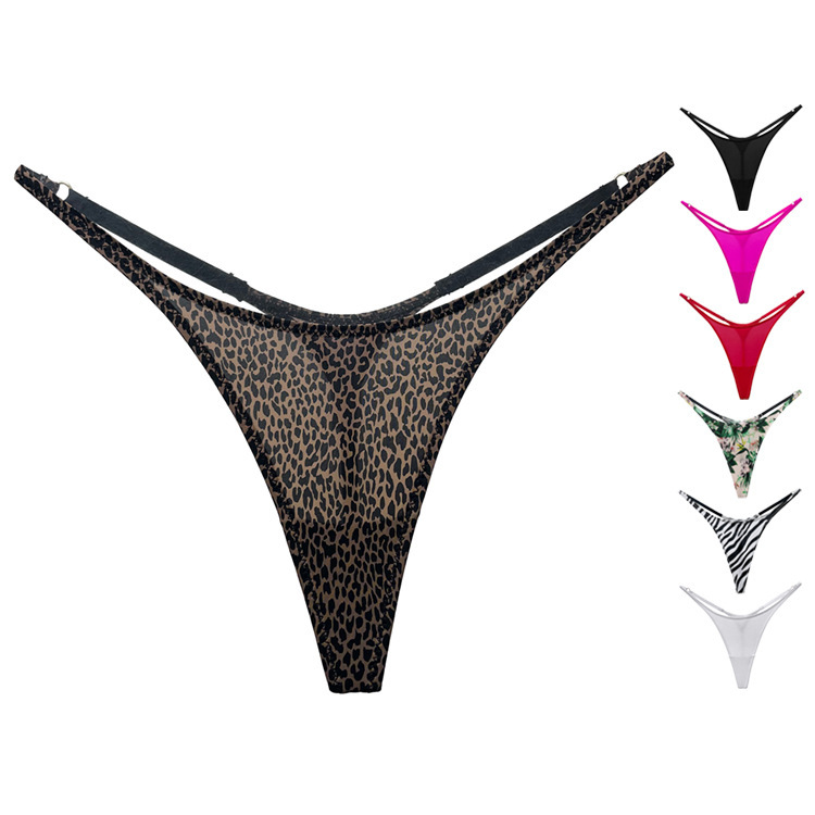 Dropshipping! 1035t Sexy Smooth Ice Silk Thong Women's Fitness Sports Breathable High-Cut Foreign Trade T-Pants