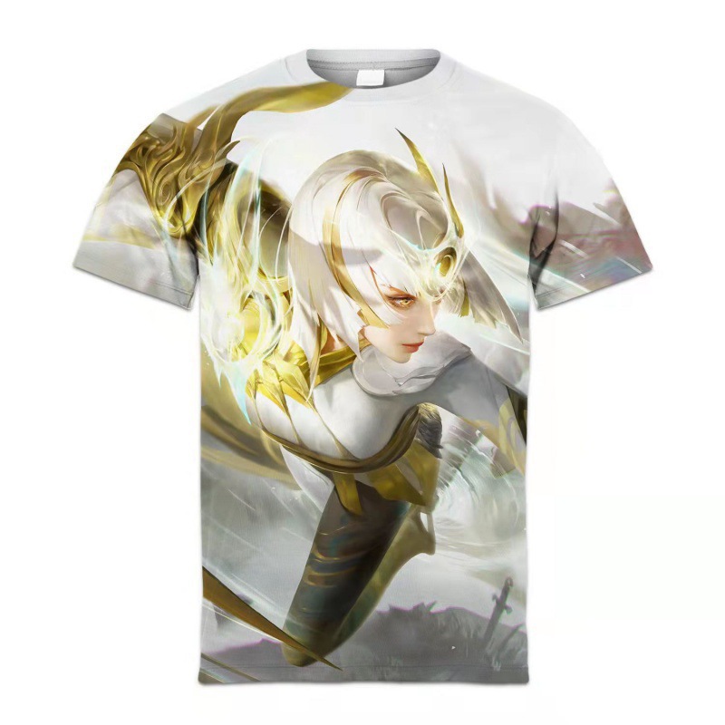 Camiseta de manga corta con estampado digital bidimensional de verano 3d verano para adolescentes y niños juego de gloria para hombres