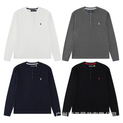 跨境25ssRalph Lauren拉夫劳伦四色华夫格亨利领开胸纽扣男装卫衣