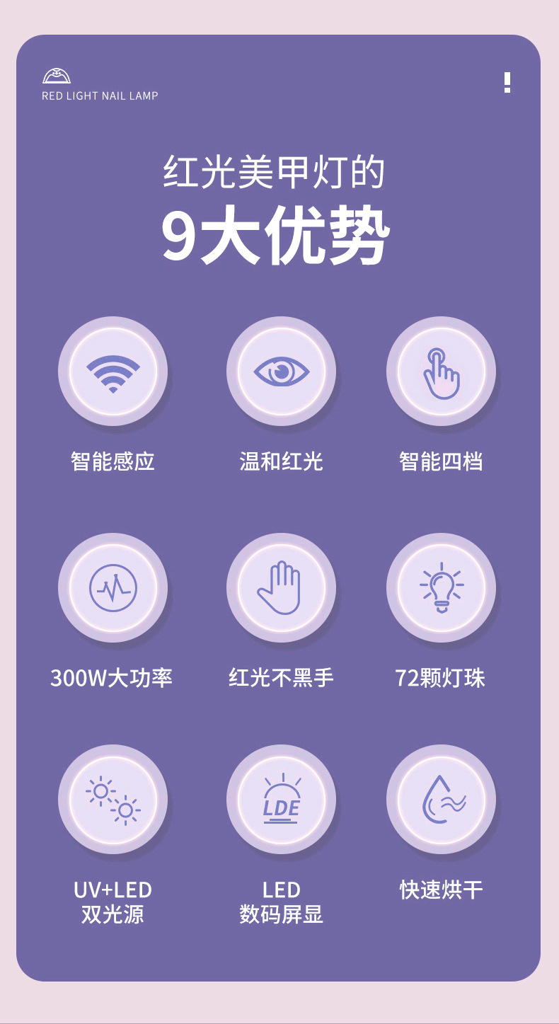 跨境美甲灯300w大功率美甲机uv指甲烤灯led速干光疗灯烘干机批发