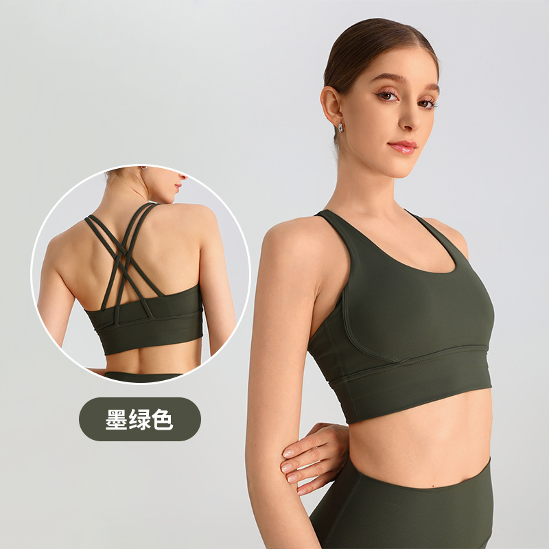 交差美背フィットネスベスト裸感運動下着欧米の女性ショックがヨガの胸に集まっている|undefined