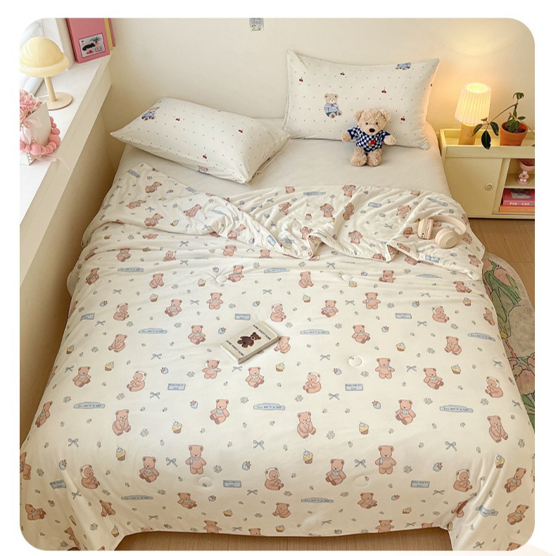 Edredón fresco de verano de algodón de punto individual y doble 2025 nuevo edredón de aire acondicionado de verano lavable a máquina para niños edredón fino