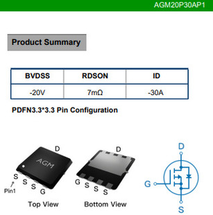 Core controlled source AGM20P30AP1 PDFN3.3 * 3.3