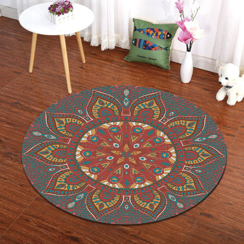 Vintage Nordischer Boho Teppich Rund Aus Samt Für Wohnzimmer_voghion.com
