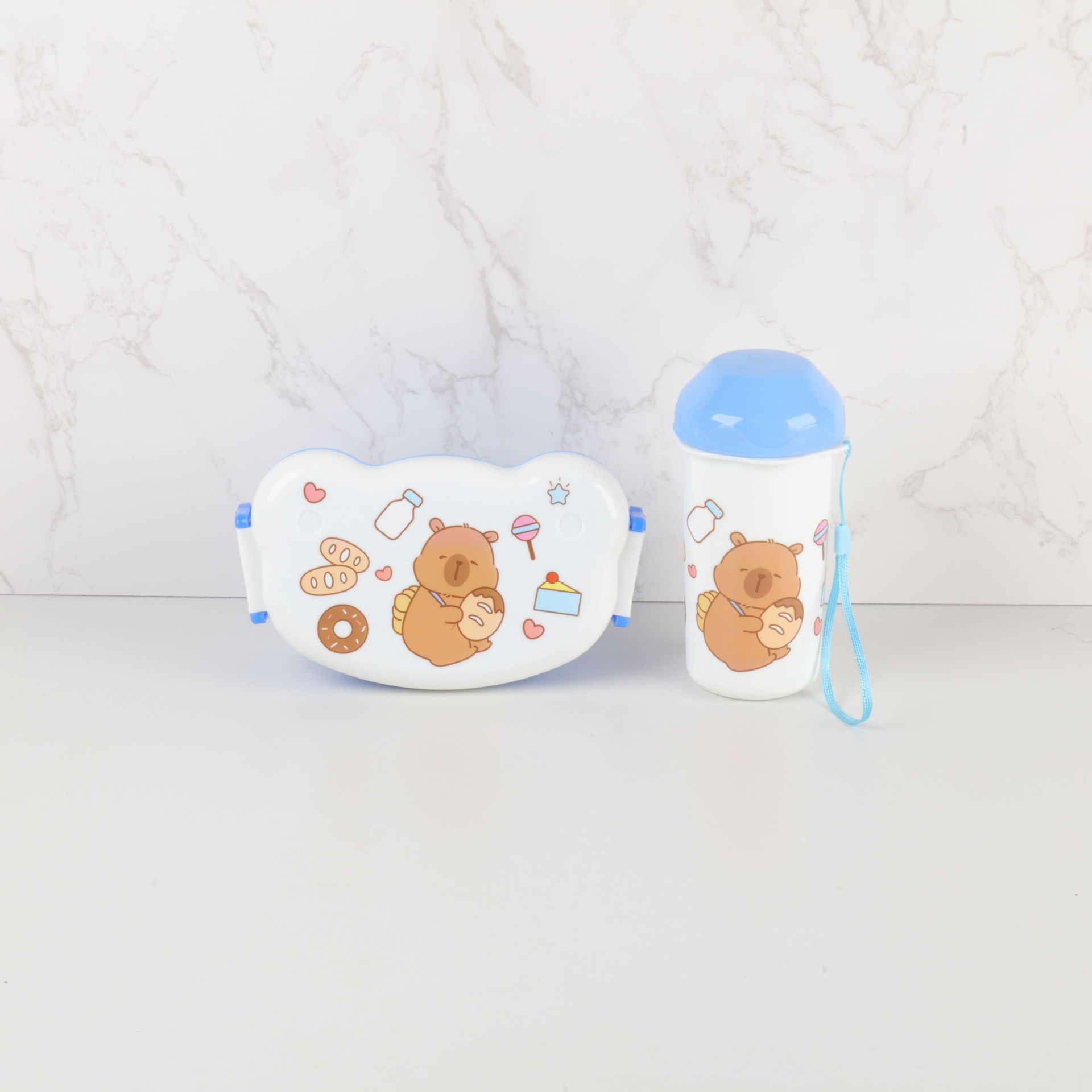 Caja de almuerzo barata de exportación transfronteriza, caja de picnic para niños de dibujos animados lindos, caja de almuerzo de comedor para estudiantes con juego de taza de agua