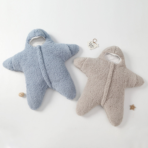 Winter and Spring Thick Cashmere Star Sleep Bag for Babies, Anti-Kick Blanket, Warm Sleeping Bag for Newborns, Anti-Sudden Infant Death Syndrome Bodysuit