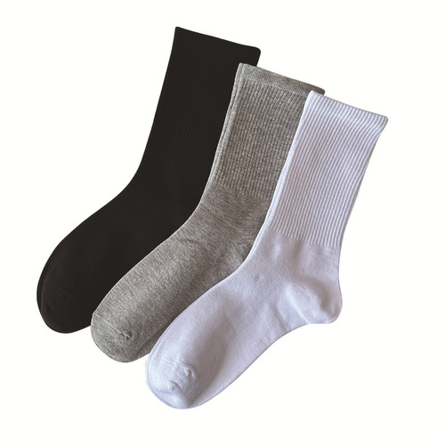 Jisixiang socks women's Korean version solid color mid-calf socks combed cotton men's and women's all-season white sports socks black short socks