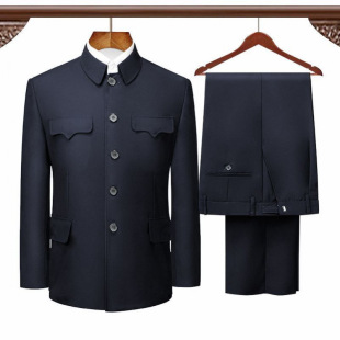 Middle-aged and elderly Chinese tunic suit suit men's spring and autumn and winter clothing for the elderly Chinese tunic suit for the elderly coat for men's grandpa outfit for father