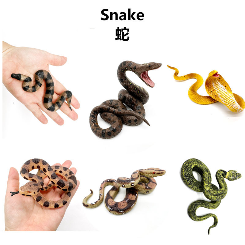 Cross-border children's simulation wildlife model ornaments hand-held reptile boa constrictor cobra rattlesnake