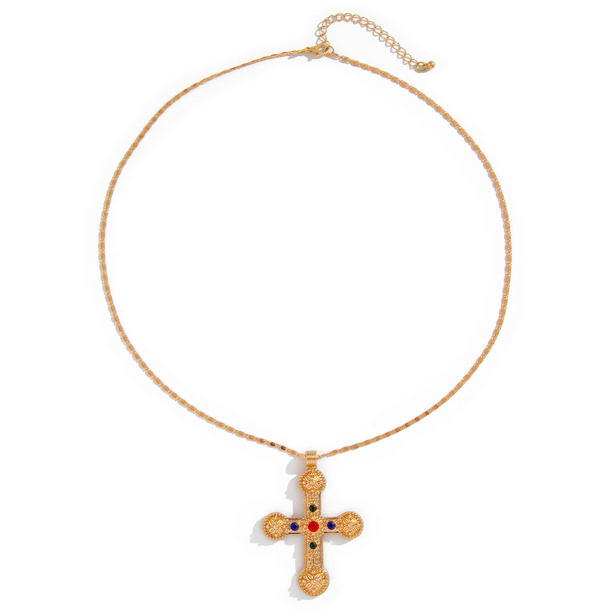 IG Style Cross Rhinestones Pearl Alloy Beaded Chain Cuban Link Chain Curb Chain Layered Necklaces Wholesale display picture 23