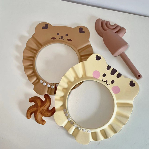 Ins style new baby bath shower cap waterproof shampoo cap children's water blocking cap baby shampoo magic adjustable