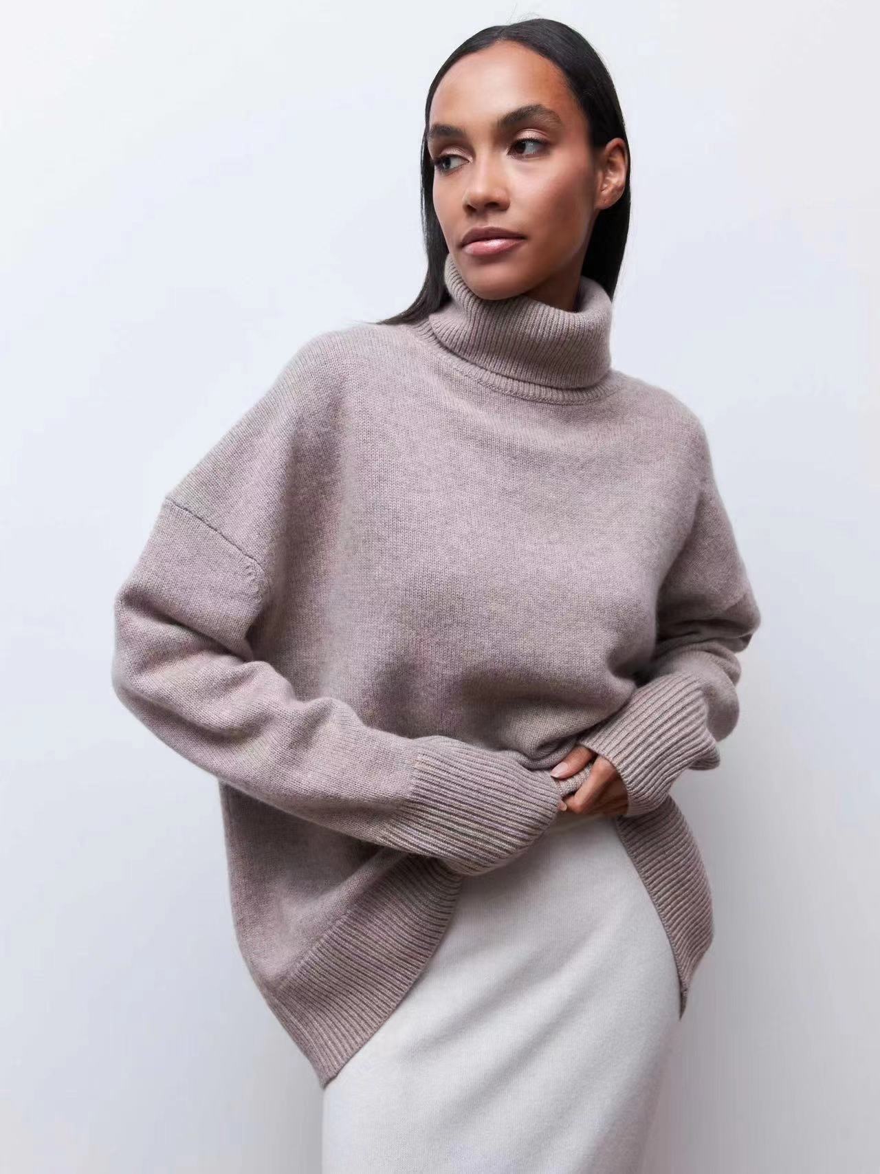 Luxury Alpaca Wool High-Neck Sweater – Ultra-Soft Anti-Pilling Pullover (S-XL, 16 Colors, Minimalist Chic Essential)_voghion.com