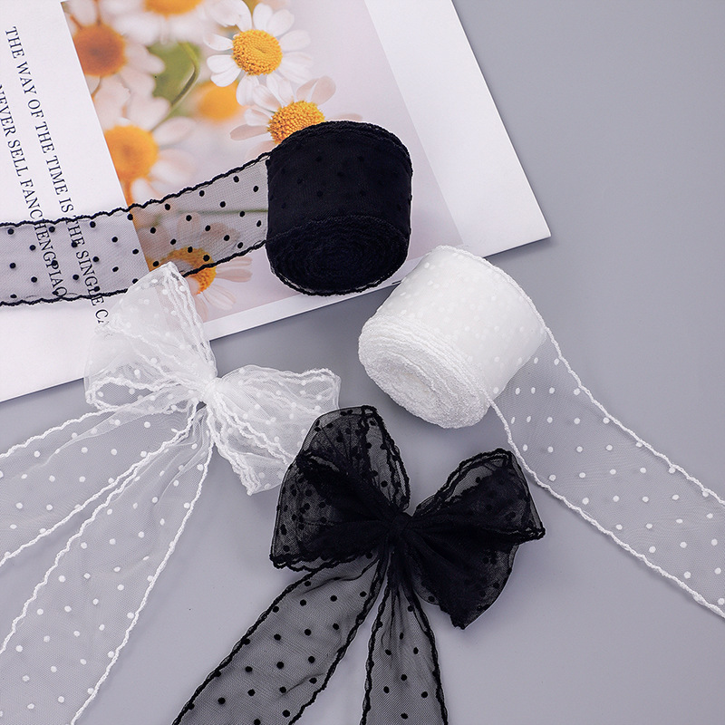 Spot 5cm Polka Dot Mesh Tooth Edge Lace Accessories Handmade DIY Bow Hair Accessories Ribbon Accessories Material
