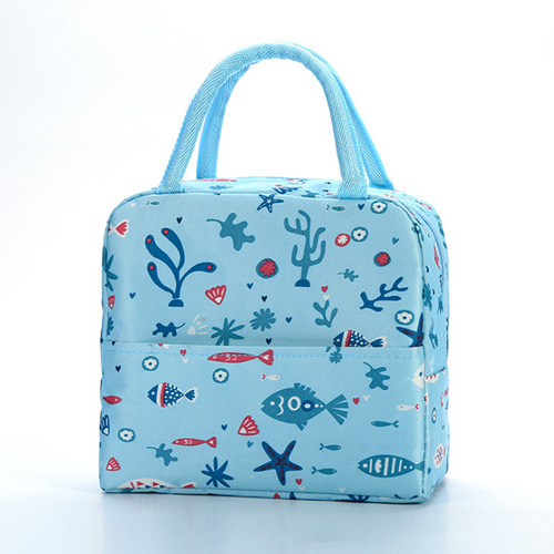 Printed Oxford cloth lunch bag, colorful square bottom women's handbag, coin purse, aluminum foil insulated lunch box bag