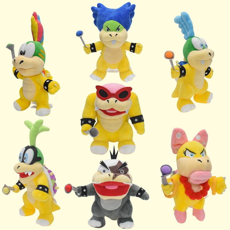 Super Mario Series 7 Standing Figures: Koopa Kid, Larry, Remy, Iggy, Wendi, Roy, Luigi, and Morty Dolls